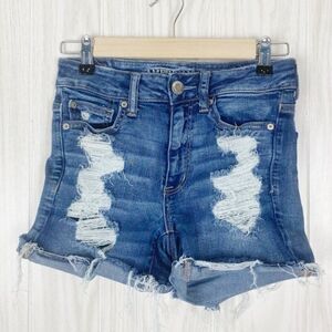 American Eagle | Distressed Hi Rise Shorties Size 2